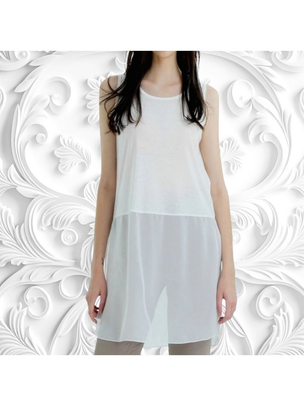 NWOT Eco Vibe Apparel Basic Tank Top Extender Knee Length Full Slip Dress